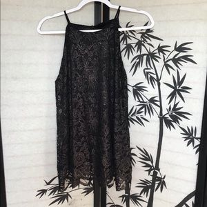 Black with gold lace overlay tank top